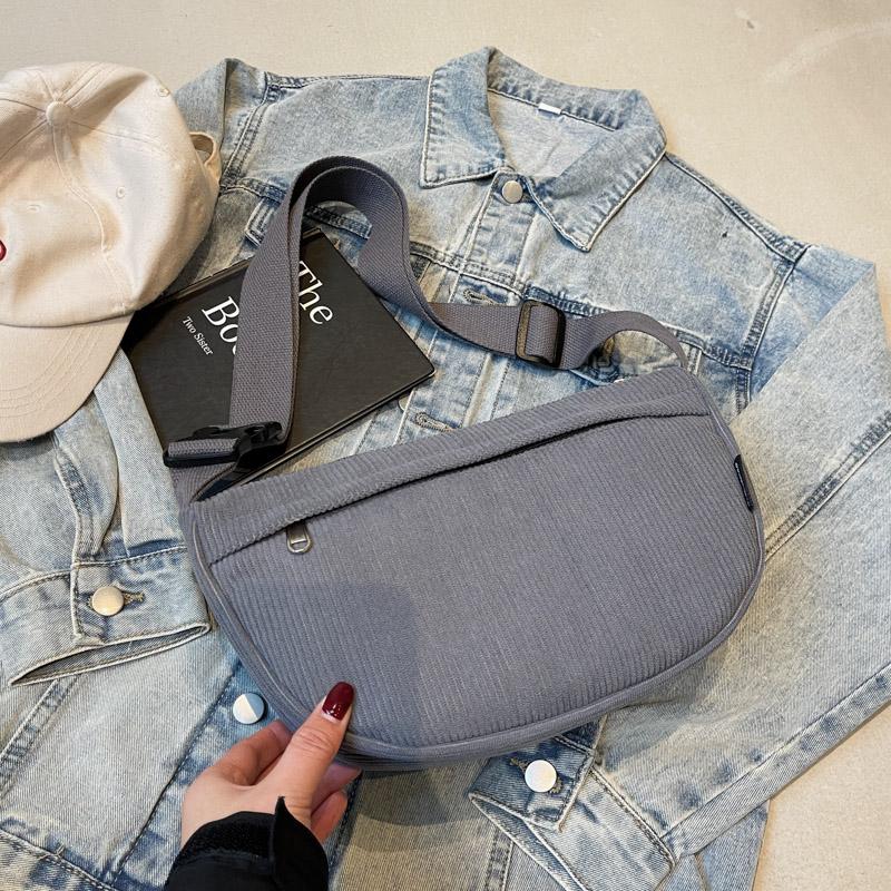 Corduroy Chest Bag Women's Underarm Bag Shoulder Bag Commuter Crossbody Bag