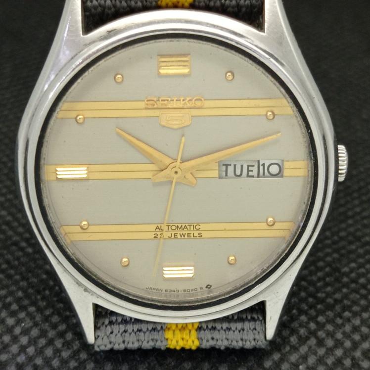BRUKT VINTAGE SEIKO 5 AUTOMATISK 6349A JAPAN HERREKLOKKE MED ORIGINAL SKIVE a315993-9 SKU608e-a315993