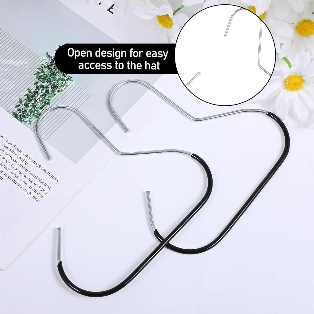 3 Packs Hat Hangers for Closet, Hat Organizers, Baseball Caps, Stainless Steel Hat Storage Hook, Hat Rack, Slip-Resistant, Space-Saving, Black