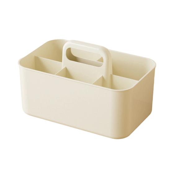 Storage Box Stackable Desk Organizer with Handle Large Capacity 5 Compartments Stationery Makeup Storage Holder