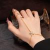 Light Luxury Cubic Zircon Flower Finger Bracelet for Women Elegant Boho Round Rhinestone Hand Chain Bangle Aesthetics Jewelry