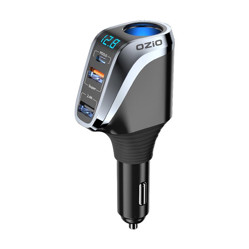 Fast Charging Car Cigarette Lighter Adapter: 1-to-3 Converter with 2 USB Ports
