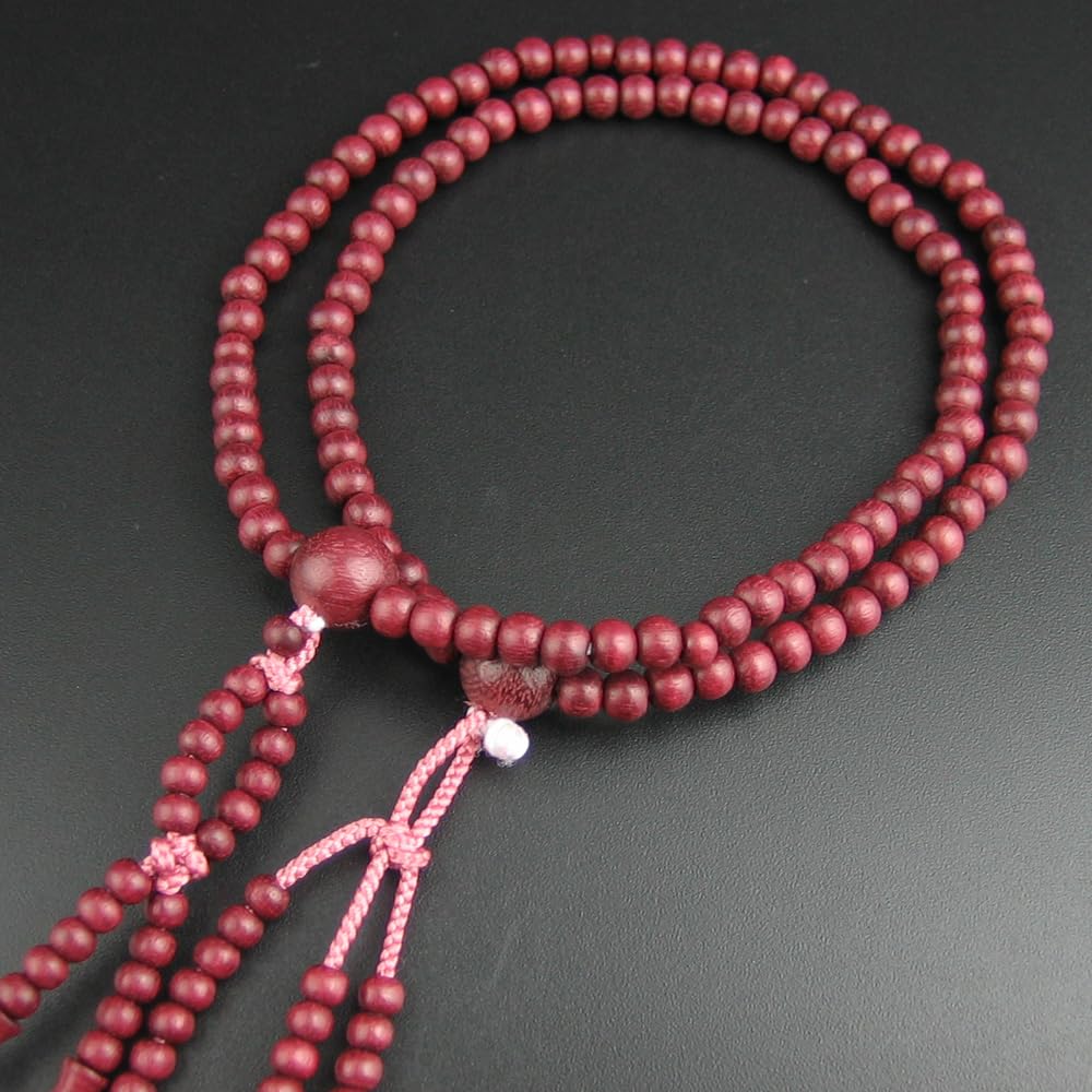 WONDERFUL LOTUS Nichiren Sect Prayer Beads Purple Heart Double Size 8 Size S Round Beads Purple Natural Wooden Prayer Beads Odamaki Sanskrit Tenbou