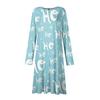 Women's Fashion Casual Christmas Printed Round Neck Pullover Slim Fitting Long Sleeve Dress