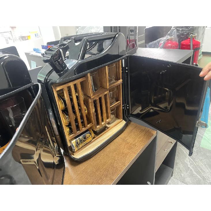 Mini Bar with Wooden Rack for Home Canister Bar Father's Day Gift Custom 20L Black Matte Fuel Metal Jerry Can
