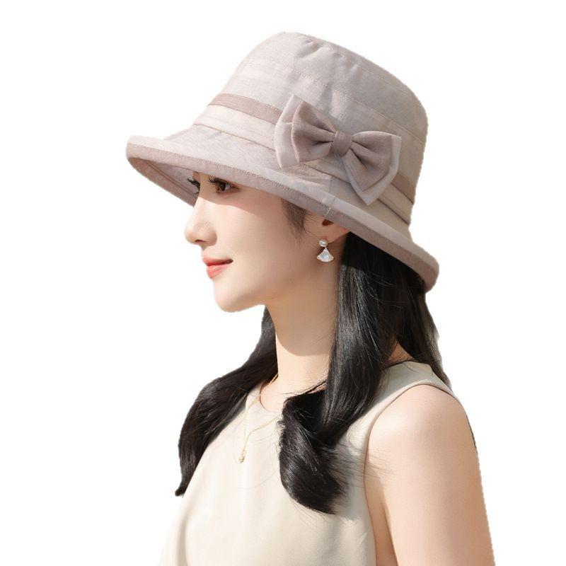 Summer New Hat Women's Sunshade Sunscreen Sun Hat Fashion Bow Versatile Bucket Hat Sunshade Sunscreen Basin Hat