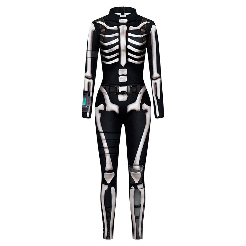 

3D Череп Скелет Печатный Боди Костюм Хэллоуин Для Женщин Нарядное Платье Одежда Взрослый Костюм S-XL M