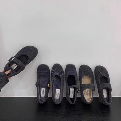 Premium Flat-bottomed Velvet Single Shoes Warm Cotton Shoes Women's 2025 New French Shoes Autumn and Winter Mary Jane Mao Mao Shoes