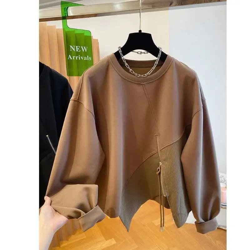 Women S Plus Size Loose Fit Irregular Design Sweatshirt
