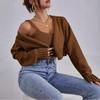 Short Sweater Jacket Wild Wind Suspender Set Knitted Sweater Thick Soft Navel Small Sweater Two-piece Set