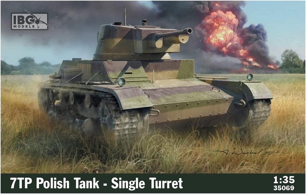 IBG 1/35 Scale Polish Army 7TP Single Turret Tank with 37mm Gun and Full Interior, Plastic Model Kit PB35069