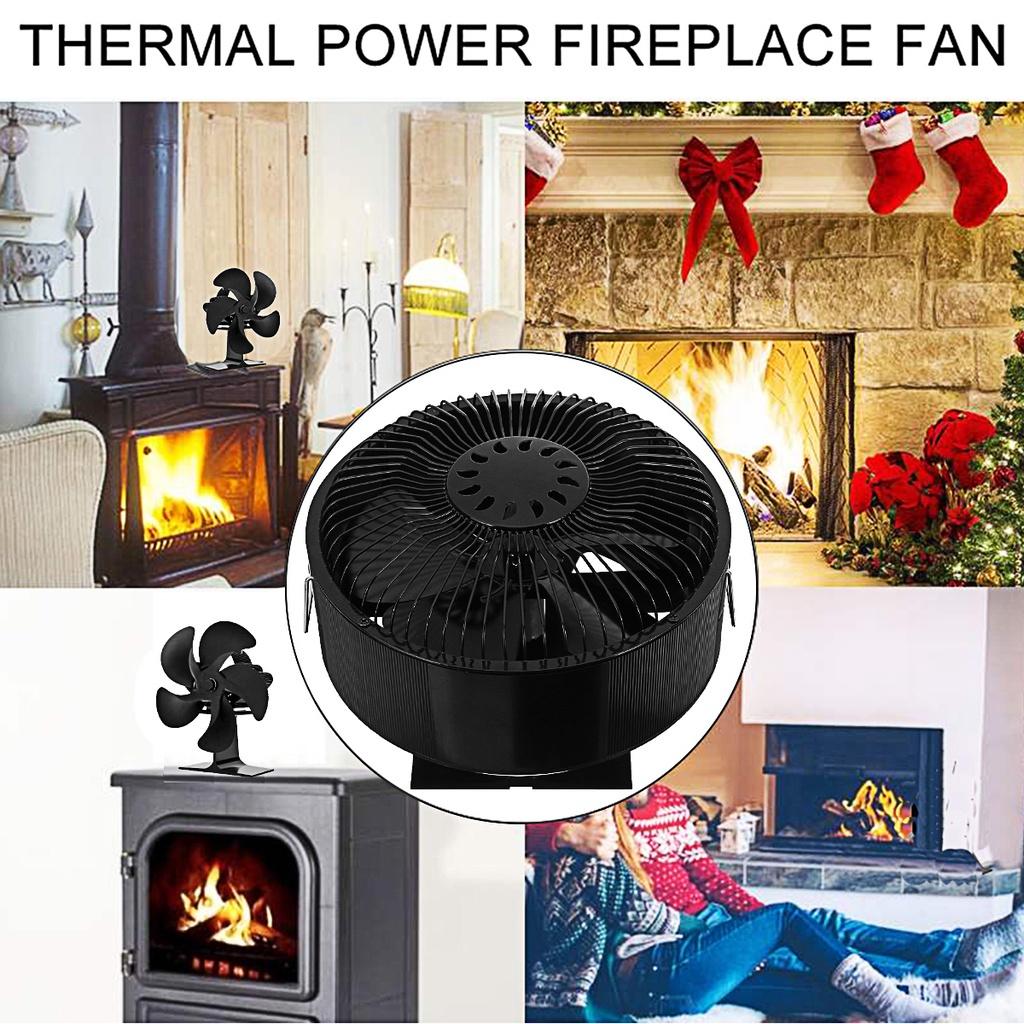 Green 5 Blades Heat Powered Stove Fan Log Wood Burner Quiet Free-standing Home Fireplace Fan Efficient Heat Distribution New