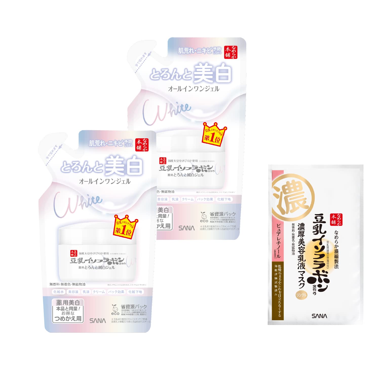 

Nameraka Honpo Густой и густой гель Лечебный отбеливающий N (Пополнение) Набор из 2 + Бонус 100 г x 2 Изофлавоны сои Все-в-одном Предотвращает огрубение кожи и