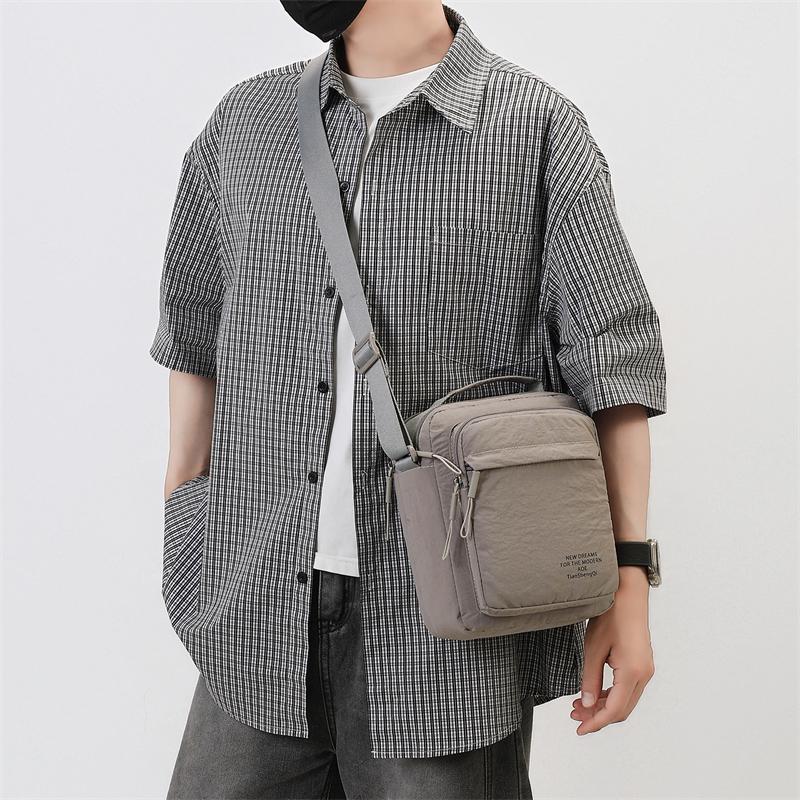 Men's Nylon Crossbody Backpack Fashionable Versatile Summer New Style Waterproof Single Shoulder Sling Bag Simple Design