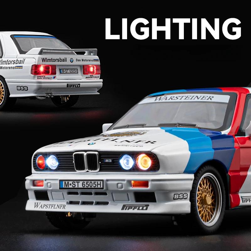 Simulation 1:24 BMW M3 Racing Car Model with Sound Light Collection Diecast Toy Vehicle Children Boy Birthday Gift Home Decor