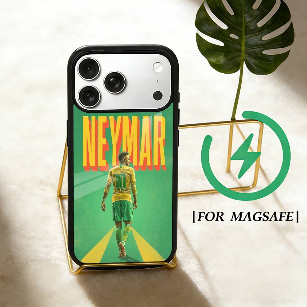 Custodia per Telefono Calcio N-NeymarS Jr 10 per iPhone 17,16,15,14,13,12,Plus,Pro,Max per Ricarica Wireless Magnetica Magsafe