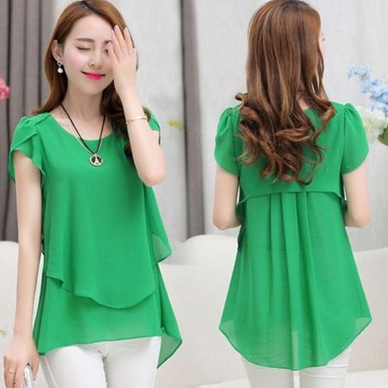 New Fashion Women's Loose Casual Chiffon Summer Short Sleeve T-shirt Blouse Elegant And Breezy