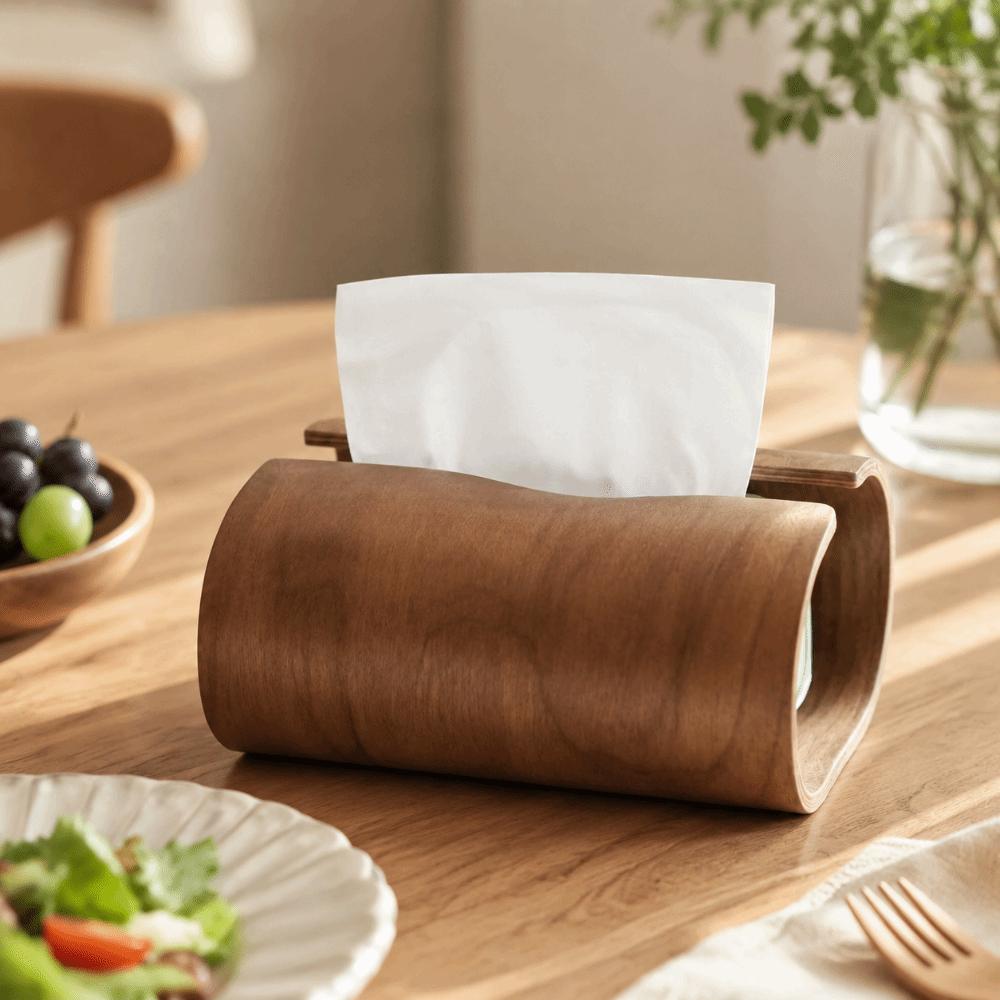Smooth Extraction Wooden Tissue Storage Box INS Elegant Paper Towel Case Modern Minimalist Table Paper Container Coffee Table