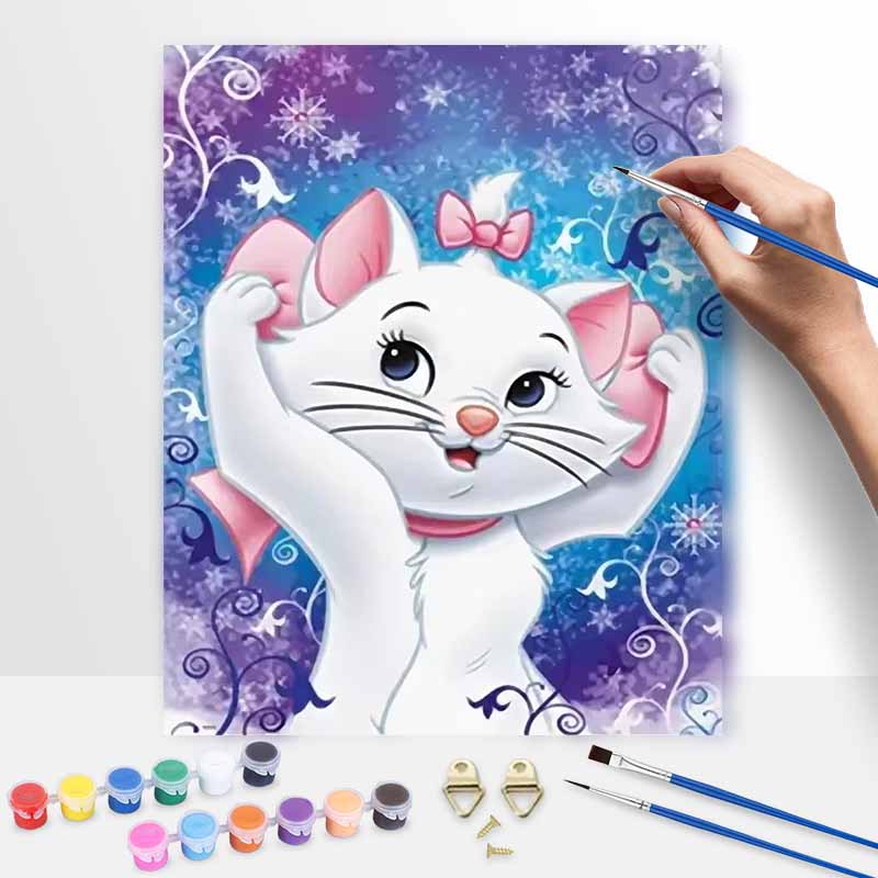 Disney Marie Cat Paint by Numbers Painting Kit Handmade Diy Home Decor Gifts Lovely White Kitty Wall Art Bedroom Decoration Crafts