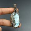 Natural Larimar Gemstone Copper Wire Pendant Copper Wire Wrapped Jewelry Natural Crystal Pendant Copper Jewelry Birthday Gift For Her