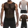 Men's Summer Casual Muscle Pullover Kortermet Mesh Skjorte Topp Bluse