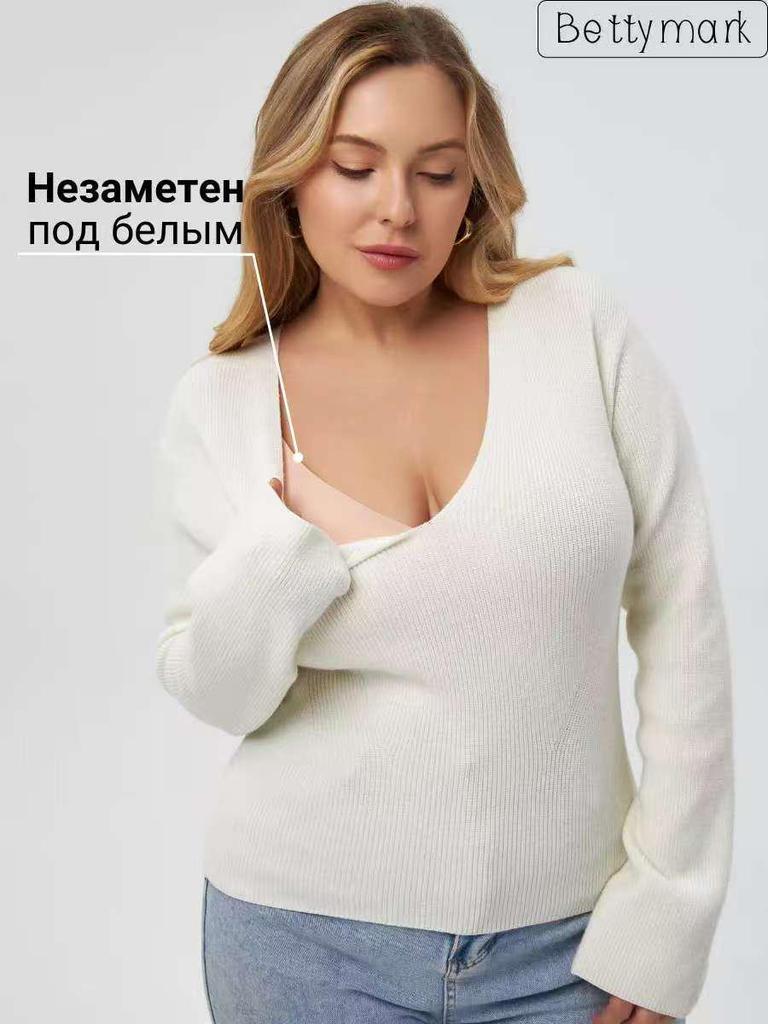 Plus Size Deep V Seamless Wire-Free Bra: C-F Cup, Large Bust Minimizer with Anti-Sagging Side Support