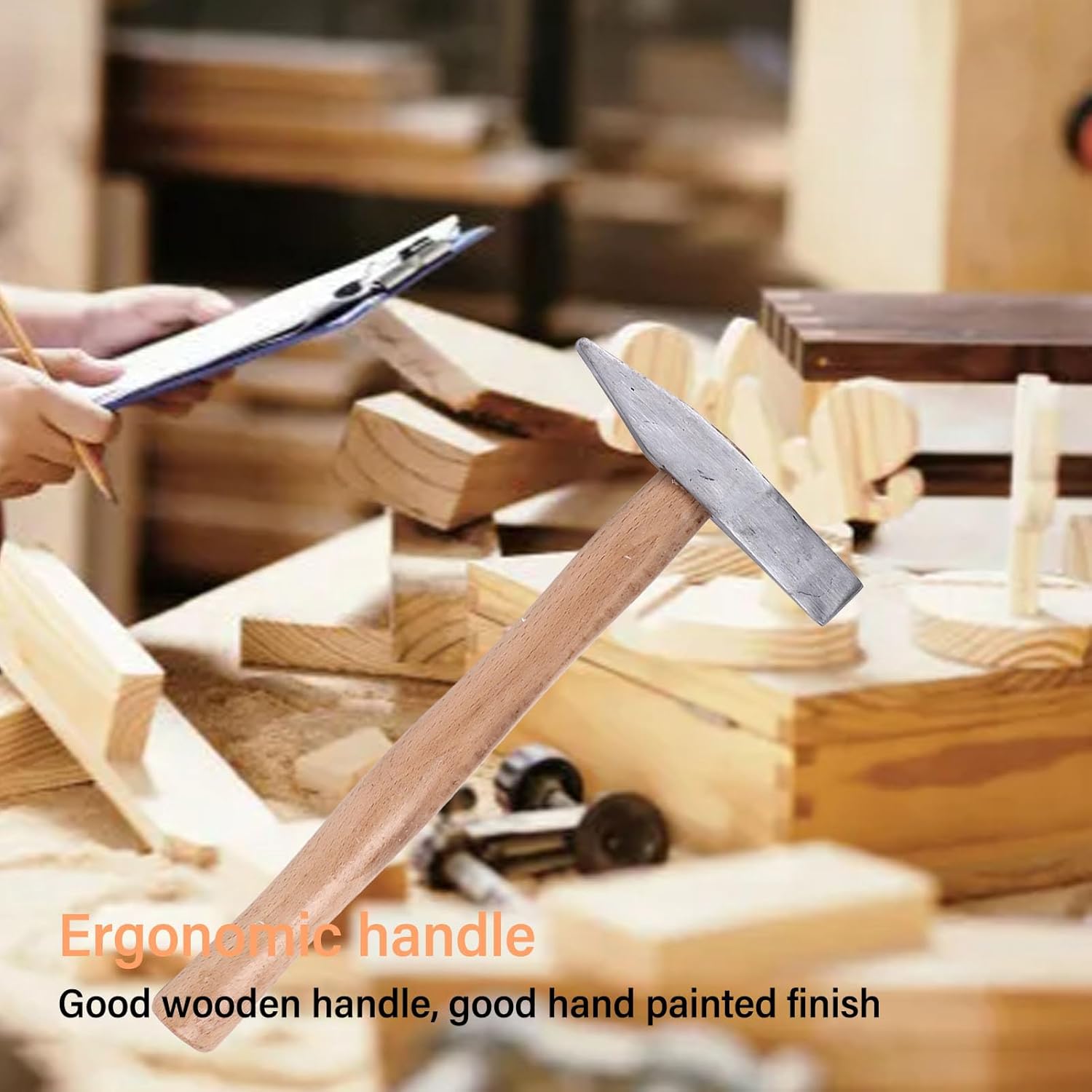 Cross Peen Hammer, Engineer Machinist Hammer with Ergonomic Wooden Handle Heavy Duty Drop Forged Cross Peen Hammer for Direct Striking