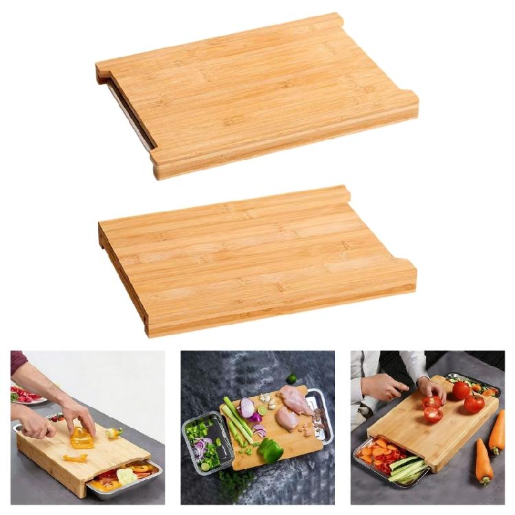 Multifunctional Bamboos Chopping Block With Integrated Storage Bamboos Kitchen Ready Board For Kitchen Essential