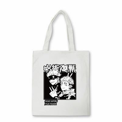 Japon animesi Jujutsu Kaisen kanvas çanta Harajuku günlük baskılı tote çanta büyük kapasiteli shopper çanta gotik kadın omuz çantası