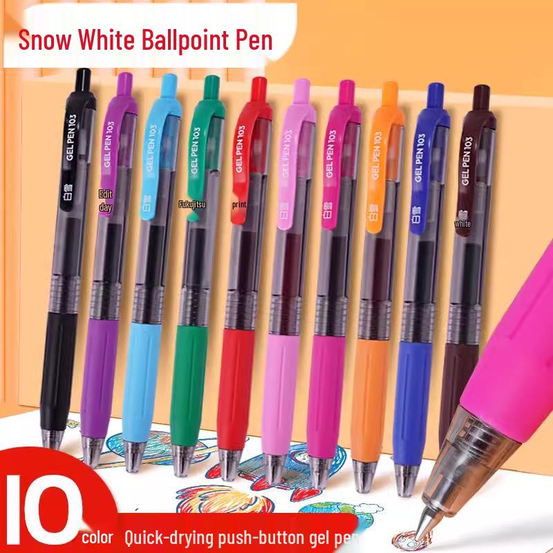 

Bai Xue G103 Bullet Tip Gel Pen Set, 10 Quick-Drying Colors, 0.5mm Smooth Water-Based DIY Pens 0.5mm рожевий червоний колір