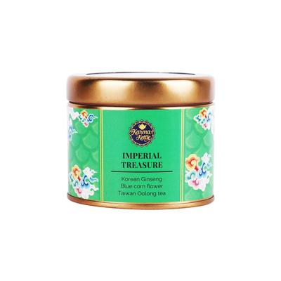 Thé Oolong Taïwanais au Ginseng Coréen et Bleuet (paquet de 15), Bouilloire Karma Trésor Impérial