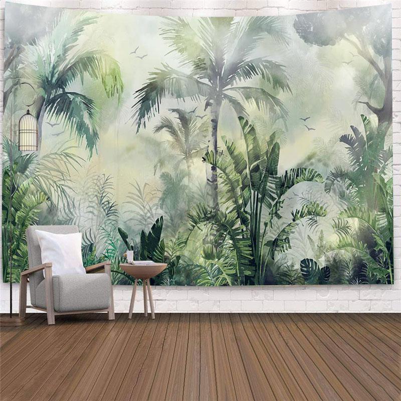 Copac Palmier Living Acasă Dormitor Pictură Fundal Perete Decor Covor Tapiserie cu Imprimeu Plantă Tropicală Agățat de Perete