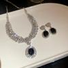"High-End Luxury Drop Necklace and Earrings Set - European and American Niche Versatile Jewelry"