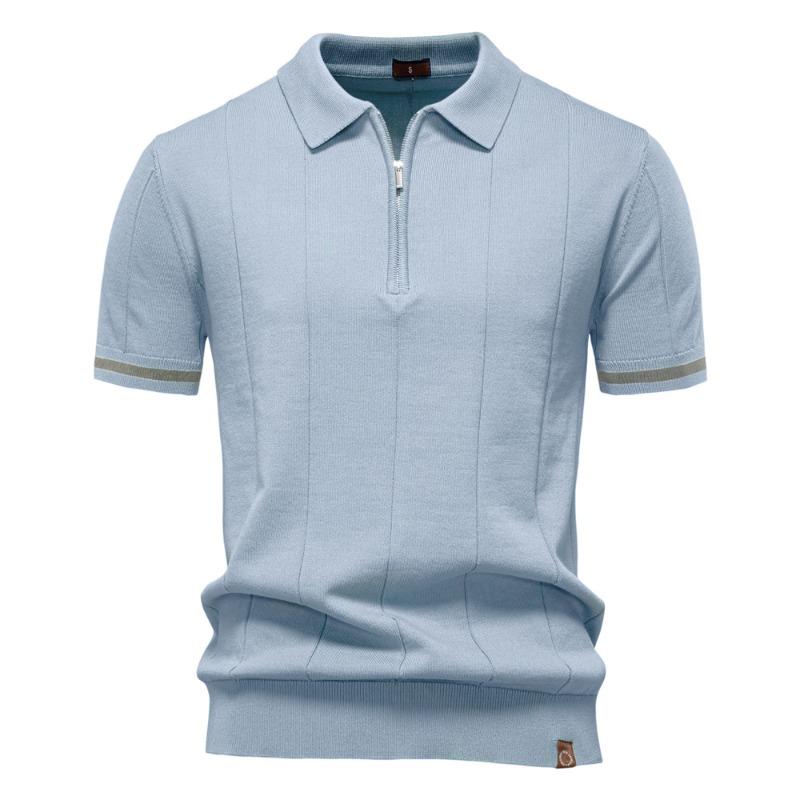 Men's Knitted Polo Shirt, Business Casual Short Sleeve Turn-Down Collar Polo Top Short Sleeve Turn-Down Collar Sweater Polo Tee for Spring Summer