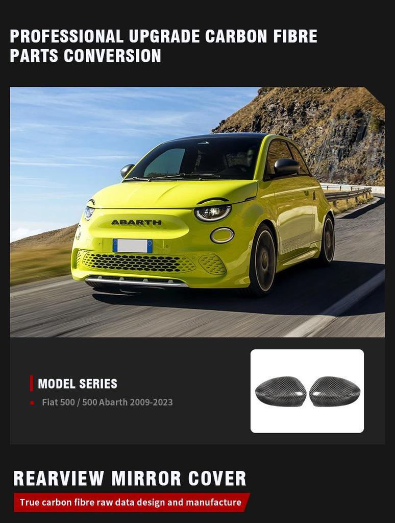 Fiat 500 Carbon Fiber Side Mirror Cover Sticker