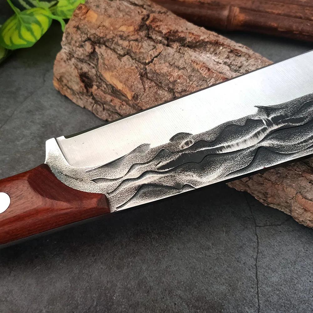 Heavy Duty Butcher Knife High Hardness Kitchen Knife High Carbon Steel Chopping Bone Meat Cleaver Cooking Knife Wooden Handle