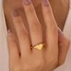 eManco Stainless Steel Punk Style Minimalist Round Ring Gold Plated Women's Rings for Parties and Festivals