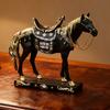 Retro Horse Statue Desktop Artistic Horse Figurine with Base Golden Painted Resin Horse Sculpture