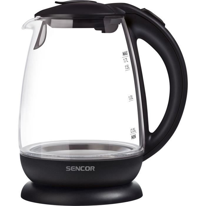 Bouilloire électrique Sencor SWK 1785BK - Verre - 1,7 L - 2200 W - Éclairage LED intérieur - Noir