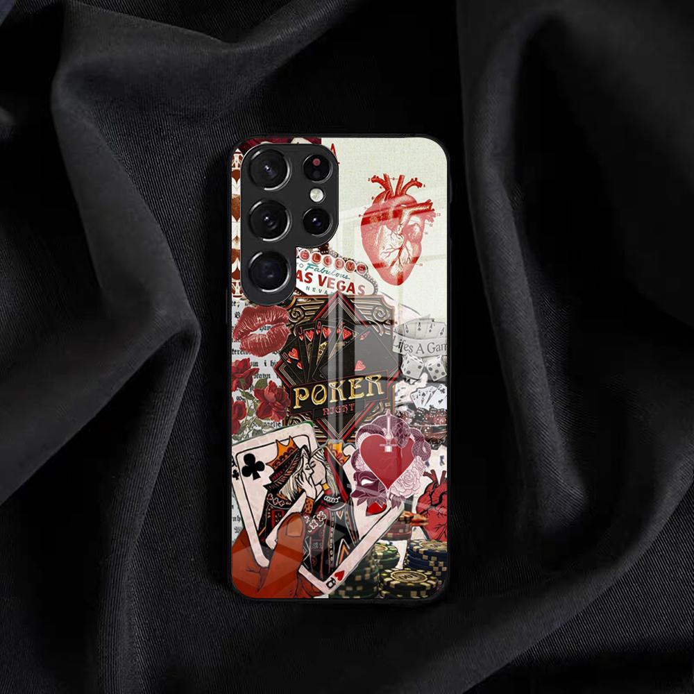 Dices Stakes Pokers Phone Case For Samsung S25 Edge Ultra S23 S22 S21 S20 Ultra Plus S24 Fe A54 A53 A25 Glass Cover