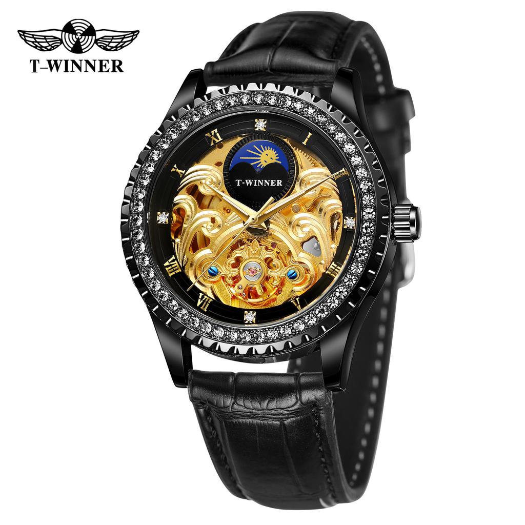 T-Winner Hollow Men'S Automatic Mechanical Watch Watc Belt Mechanical Watch