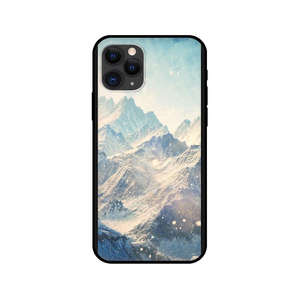 Black tpu case for iphone 5 5s se 2020 6 6s 7 8 plus x 10 XR XS 11 12 mini pro MAX back cover Winter Snow Mountain Scene