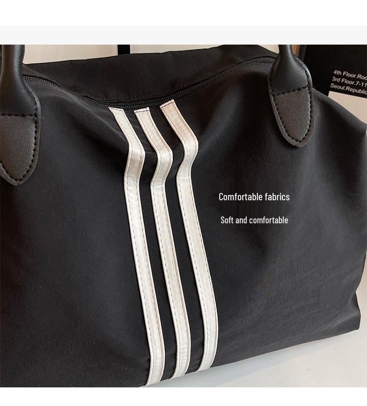 2025 Women's Sporty Korean Striped Minimalist Tote Bag - Large Capacity, Versatile for Travel & Casual Use