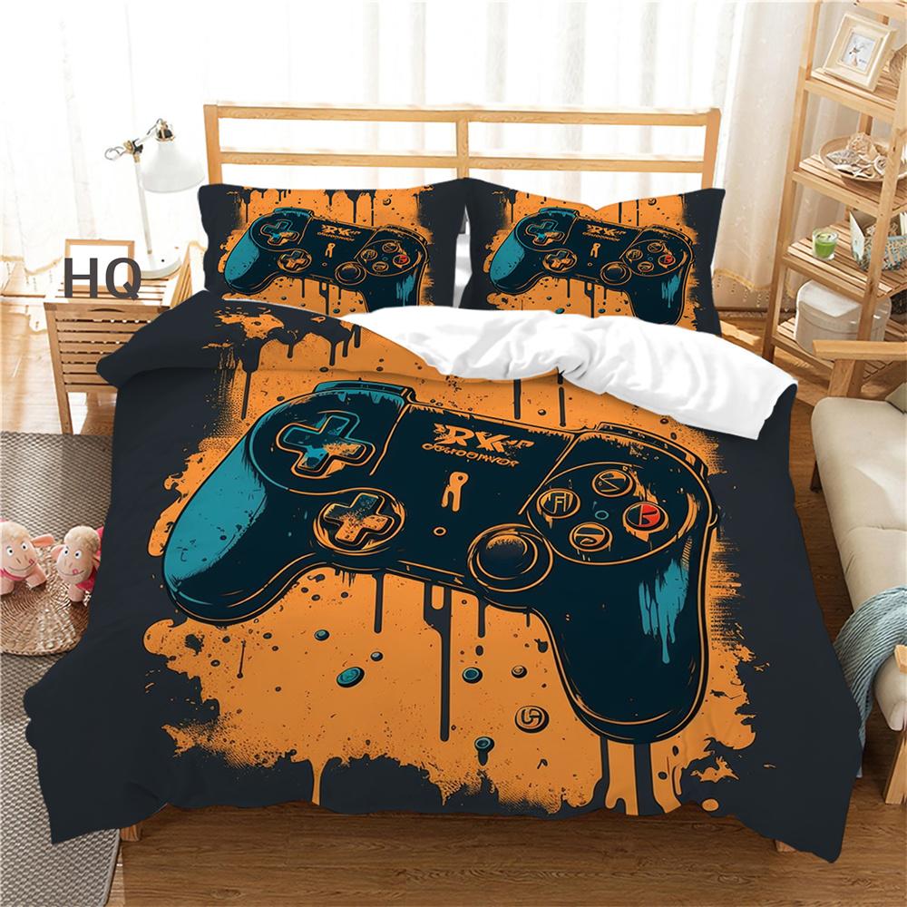 Zestaw pościeli z nadrukiem na konsolę do gier okładka podwójny rozmiar moda kreskówka fajne narzuty dla dzieci z mikrofibry dla nastolatków