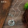 New Enamel Color Hollow Ring Stud Earrings Pendant Set Women's Fashion Simple Ring Necklace Set