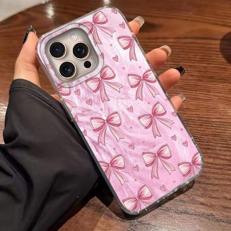 For iPhone 16 15 13 12 11 Plus Pro Max 14 Pro 7 8 Plus SE XS XR Phone Case Butterfly Bow Print Laser For iPhone 16e Luxury Cover