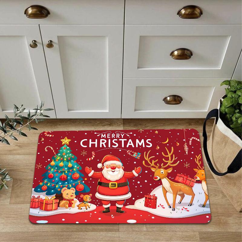 Festive Cozy Cabin Motif Floor Rug Decorative Non Slip Door Mat Versatile Decor For Restaurant Gym Dance Studio