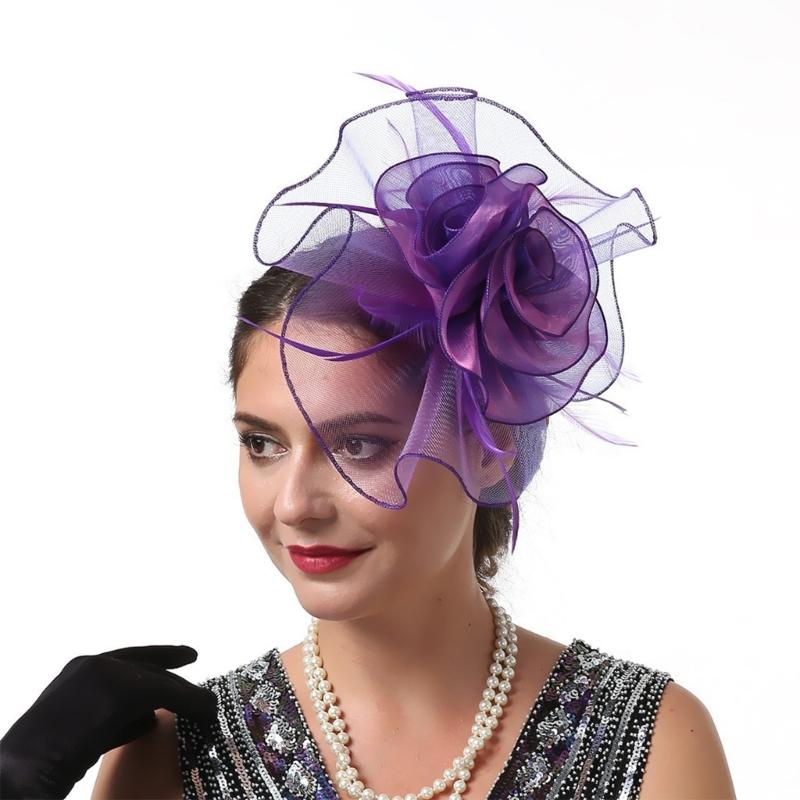 Teaparty Hat Cocktails Party Mesh Hat Hair Clip Female Mesh Flower Fascinator Hat Headpiece Role Play Accessory Headwear