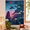 Ästhetischer Neon-Stadt-Nacht-Mond-Kunst-Wandteppich Japanischer Anime-Stil Druck zur Verbesserung der Wohnkultur Raum-Atmosphäre
