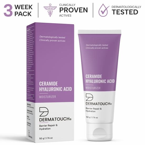 DERMATOUCH Ceramide Hyaluronic Acid Moisturizer for Intense Moisturization and Barrier Repair | For Dry Skin |50g